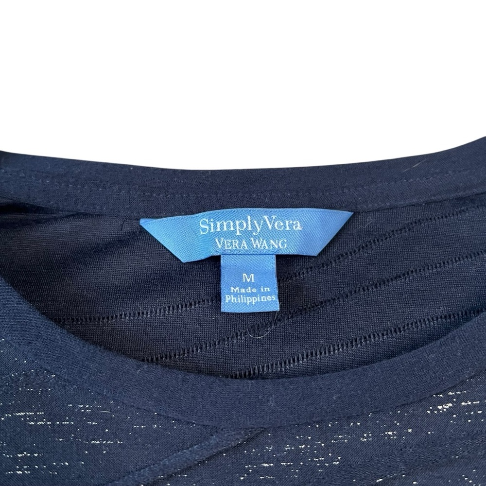 Simply Vera by Vera Wang Textured Navy Blue & Silver Women's Business Casual Med - Picture 4 of 7